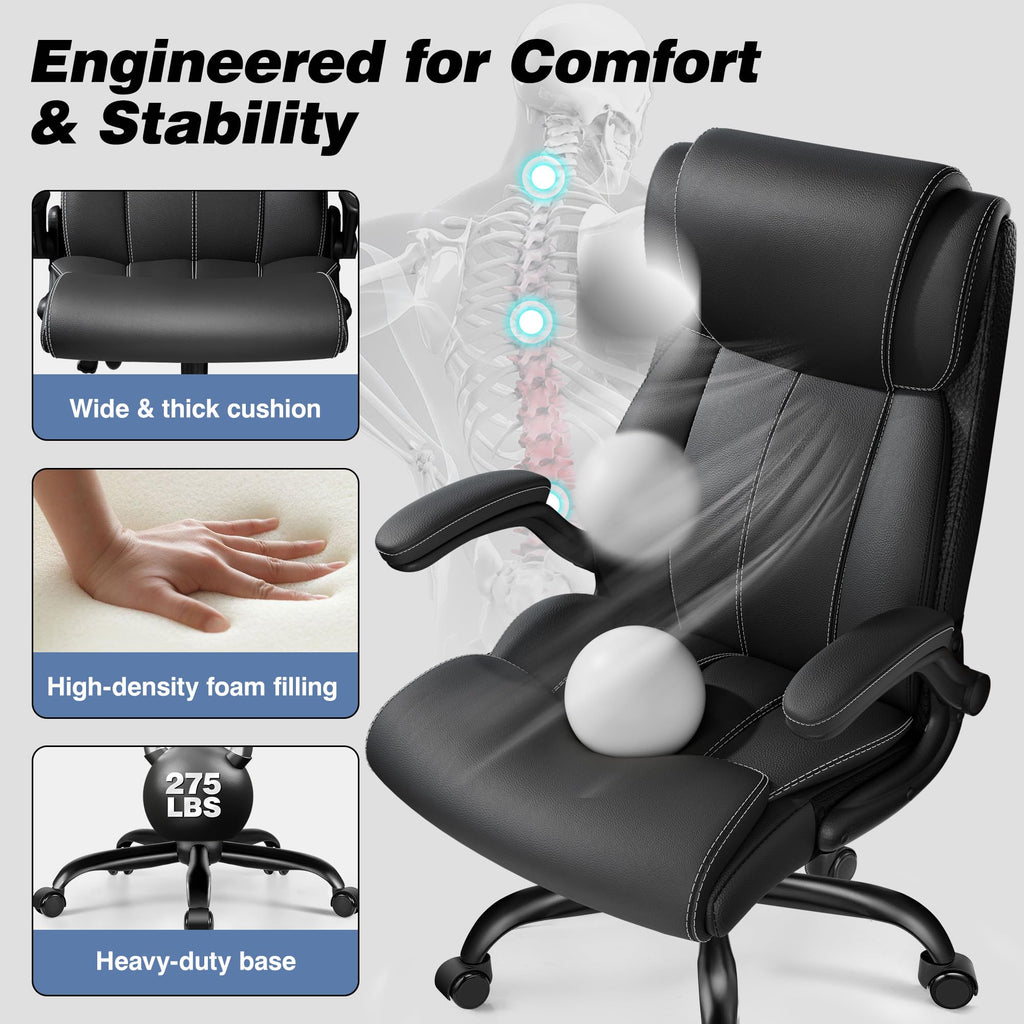 Adjustable High Back Ergonomic Office Chair with Lumbar Support, Black - Task & Tether