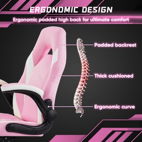 Ergonomic Office Computer Home Gaming Desk Chair Adjustable PU Leather Racing Chair Flip - up Armrest For Christmas Furniture - Task & Tether