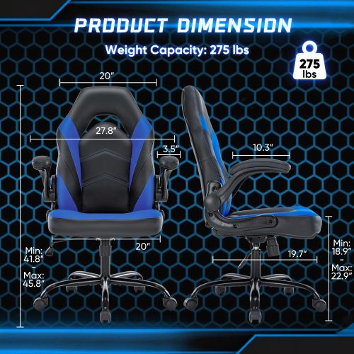Adjustable Ergonomic Gaming Office Chair with PU Leather Racing Design for Christmas Furniture - Task & Tether