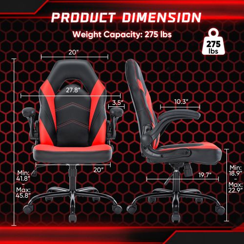 Adjustable Ergonomic Gaming Office Chair with PU Leather Racing Design for Christmas Furniture - Task & Tether