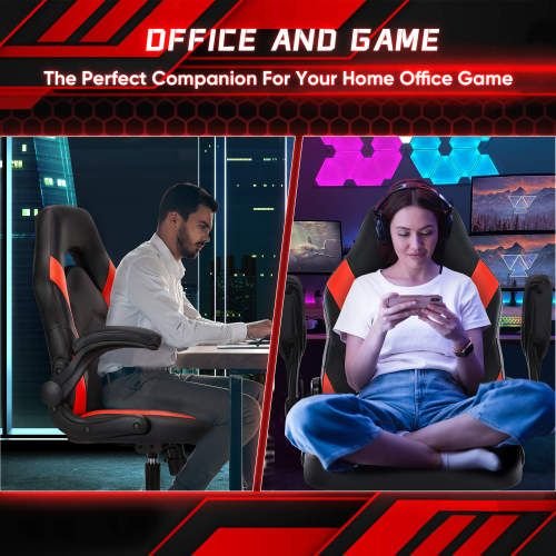 Adjustable Ergonomic Gaming Office Chair with PU Leather Racing Design for Christmas Furniture - Task & Tether