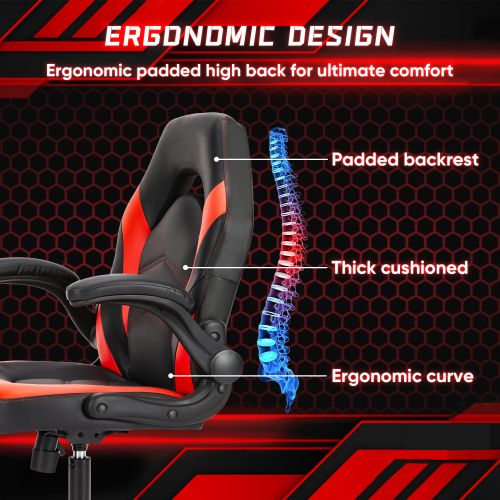 Adjustable Ergonomic Gaming Office Chair with PU Leather Racing Design for Christmas Furniture - Task & Tether