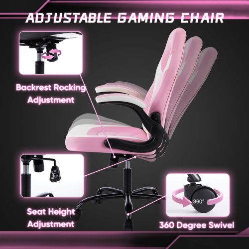 Adjustable Ergonomic Gaming Office Chair with PU Leather Racing Design for Christmas Furniture - Task & Tether