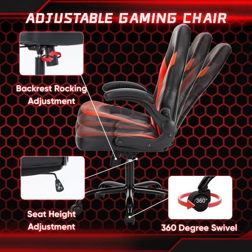 Adjustable Ergonomic Gaming Office Chair with PU Leather Racing Design for Christmas Furniture - Task & Tether