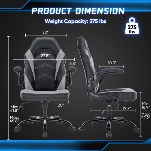 Adjustable Ergonomic Gaming Office Chair with PU Leather Racing Design for Christmas Furniture - Task & Tether