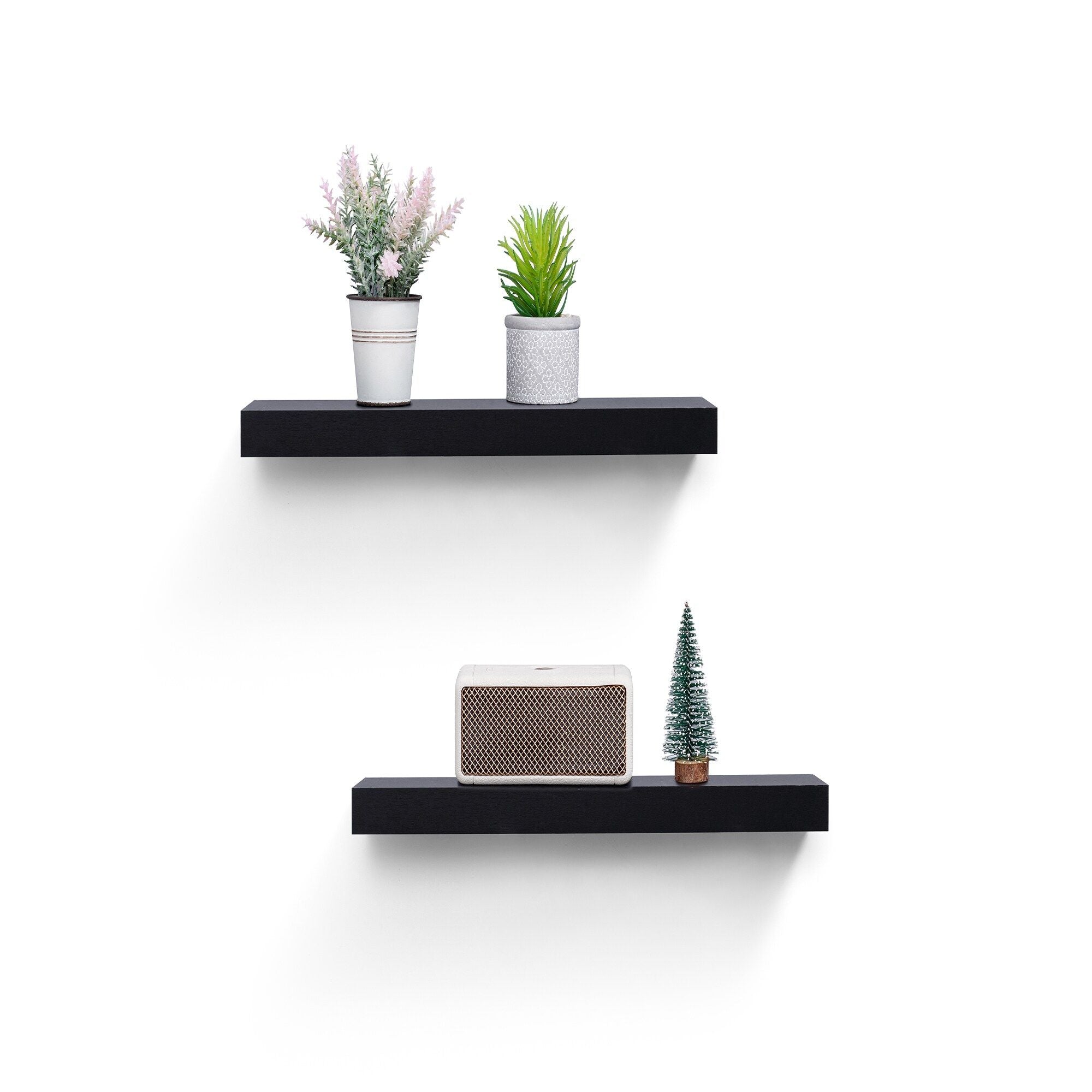 LED Black Floating Shelves - Stylish Storage Solution - Task & Tether