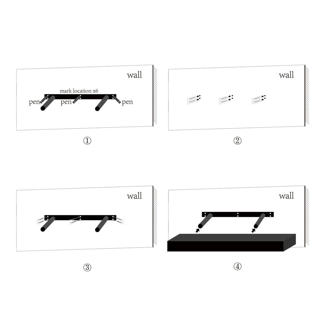 LED Black Floating Shelves - Stylish Storage Solution - Task & Tether