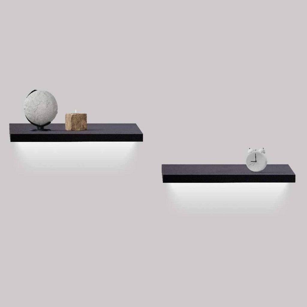LED Black Floating Shelves - Stylish Storage Solution - Task & Tether