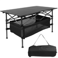 Folding Camp Table with Large Storage and Carrying Bags, for Picnic, Party, 37"x 22" - Task & Tether