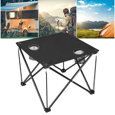 Folding Camp Table with Large Storage and Carrying Bags, for Picnic, Party, 37"x 22" - Task & Tether