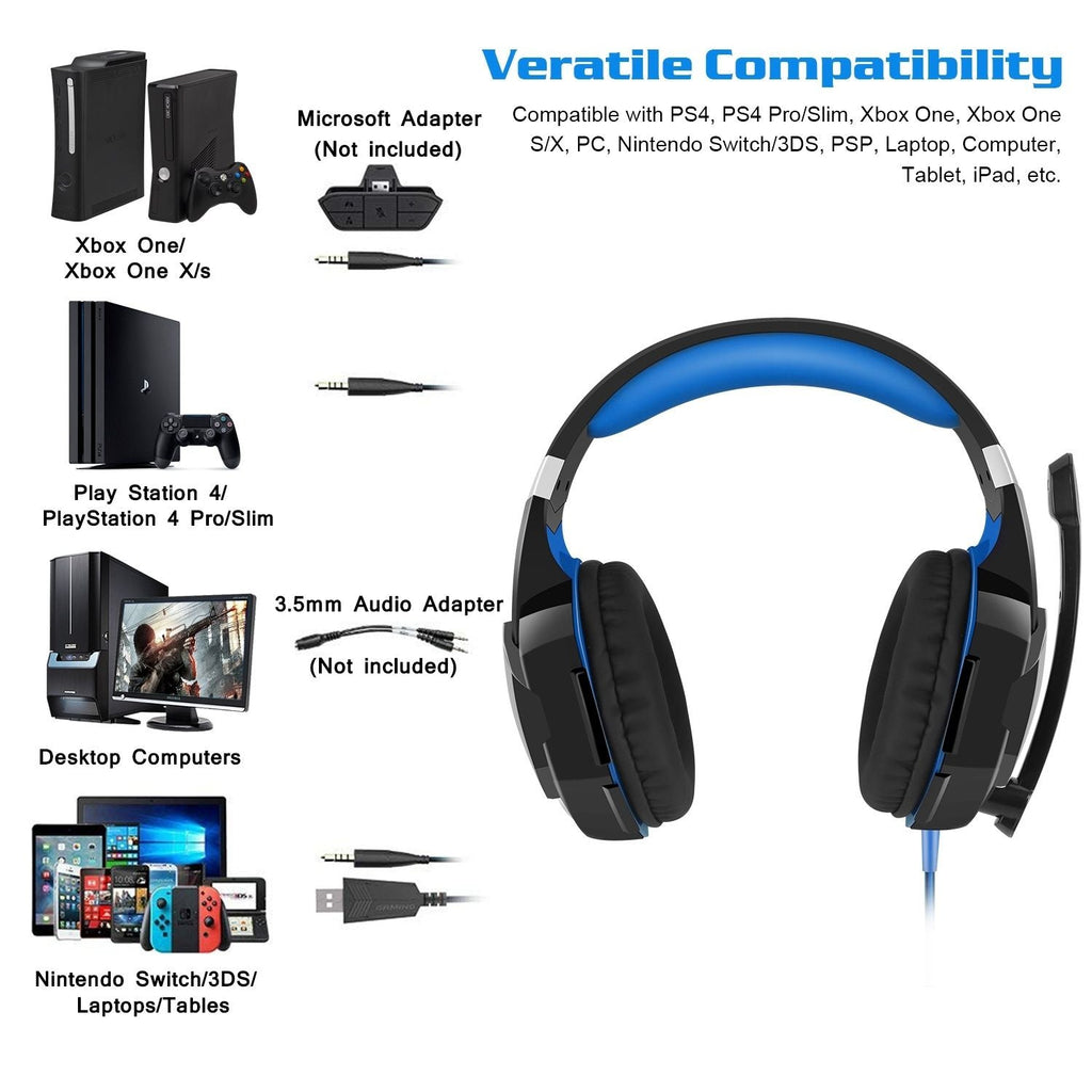 Gaming Headset Over Ear Headphones for PS4 Xbox Nintendo Switch PC Laptop - Task & Tether