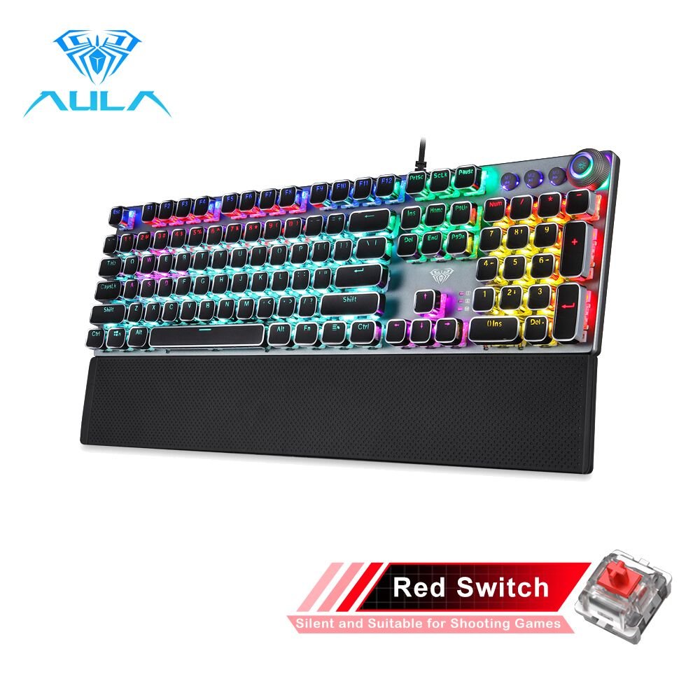 Retro Square Glowing Keycaps Backlit Gaming Mechanical Keyboard - Task & Tether