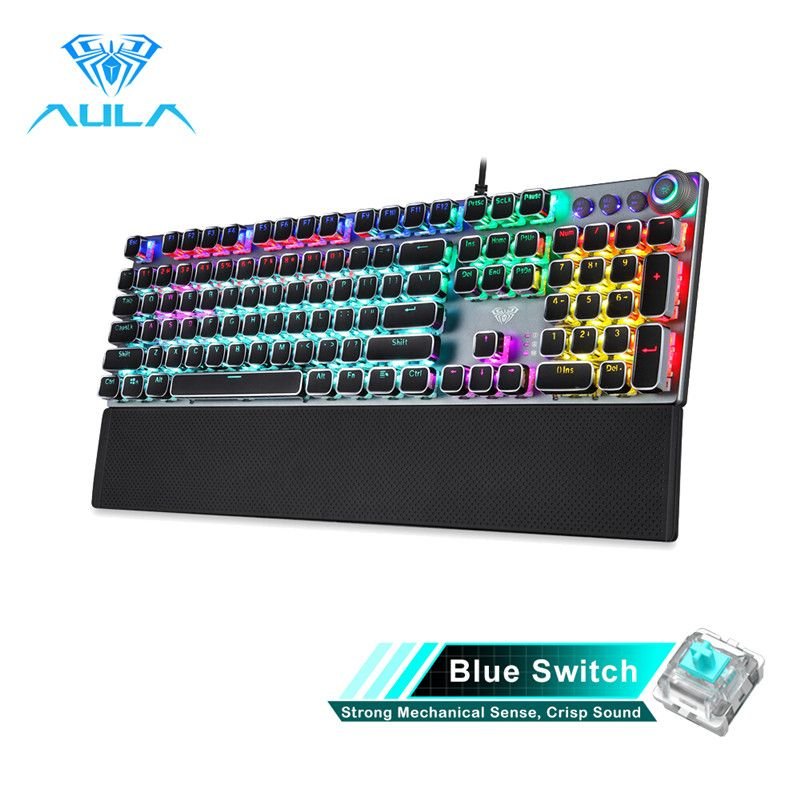 Retro Square Glowing Keycaps Backlit Gaming Mechanical Keyboard - Task & Tether