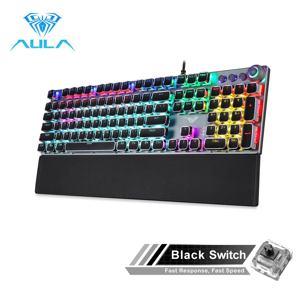 Retro Square Glowing Keycaps Backlit Gaming Mechanical Keyboard - Task & Tether