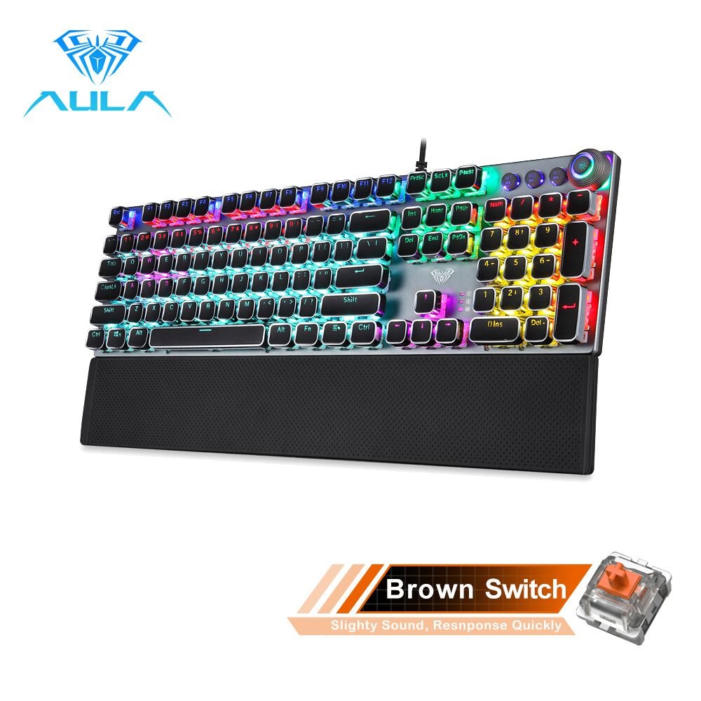 Retro Square Glowing Keycaps Backlit Gaming Mechanical Keyboard - Task & Tether