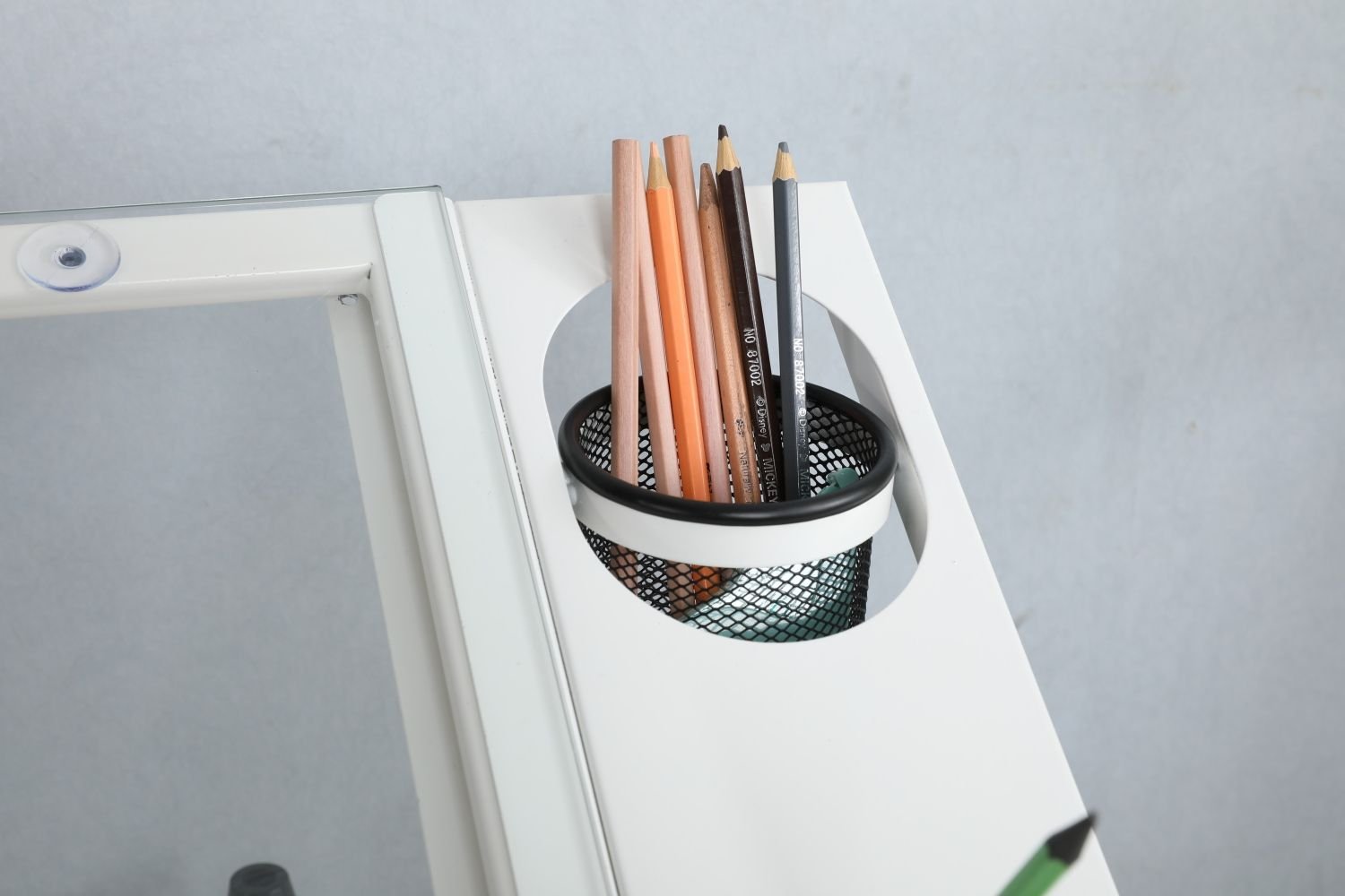 hand crank adjustable drafting table drawing desk with 2 metal drawers (white)WITH STOOL - Task & Tether