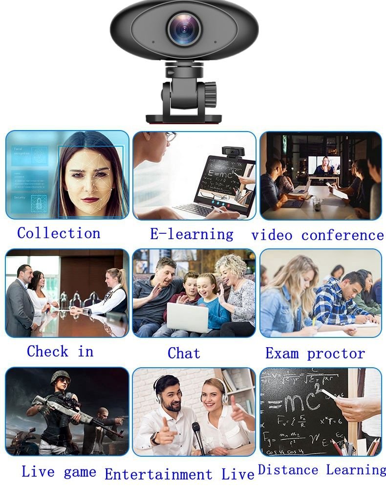HD 1080P Webcam Noise Reducing Microphone Widescreen Rii RC100 USB Computer Desktop Camera for Video Calling Streaming Recording Conferencing Gaming 360° Rotat Low - Light Correction - Task & Tether