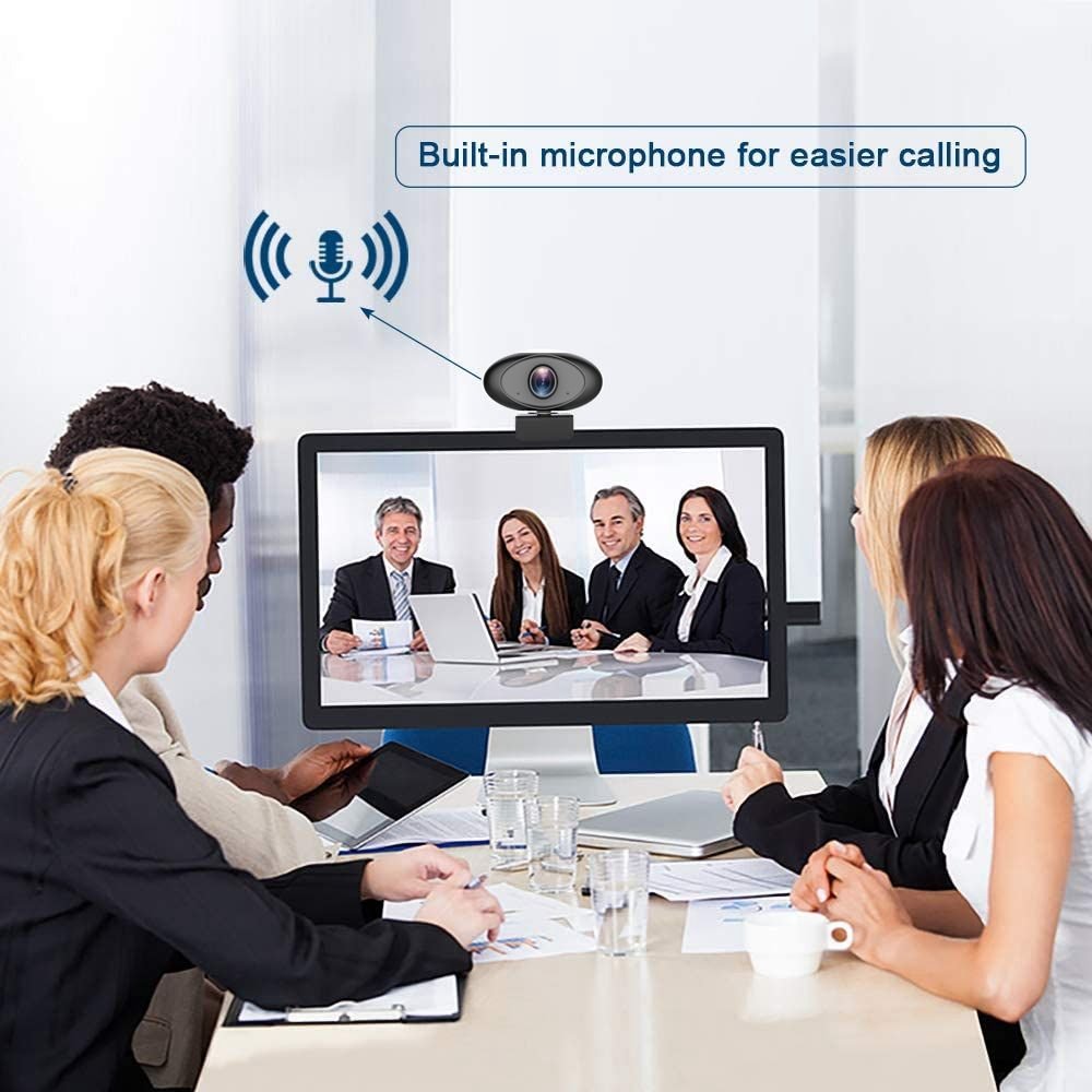 HD 1080P Webcam Noise Reducing Microphone Widescreen Rii RC100 USB Computer Desktop Camera for Video Calling Streaming Recording Conferencing Gaming 360° Rotat Low - Light Correction - Task & Tether