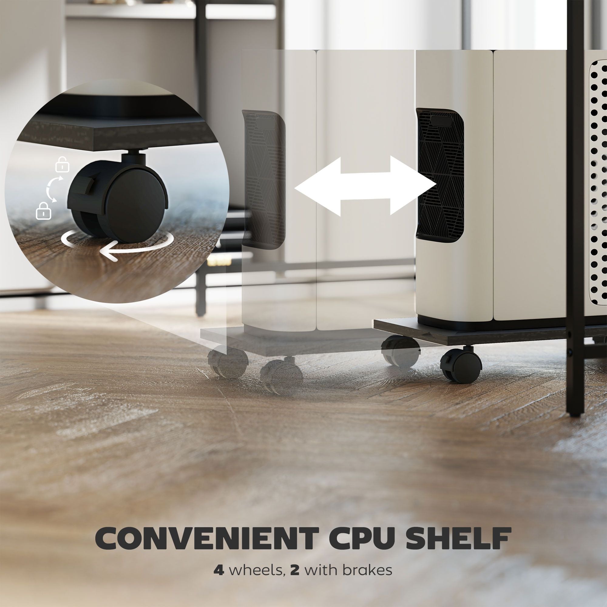 HOMCOM 61.6" L Shaped Gaming Desk with Power Outlets & LED Lights, Computer Desk with Monitor Stand and CPU Shelf, Black - Task & Tether