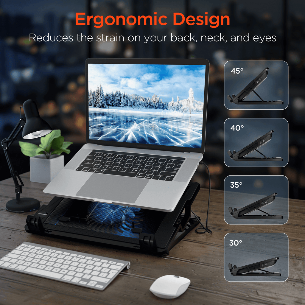 HyperGear UpRite Air Portable Laptop Cooling Stand - Task & Tether