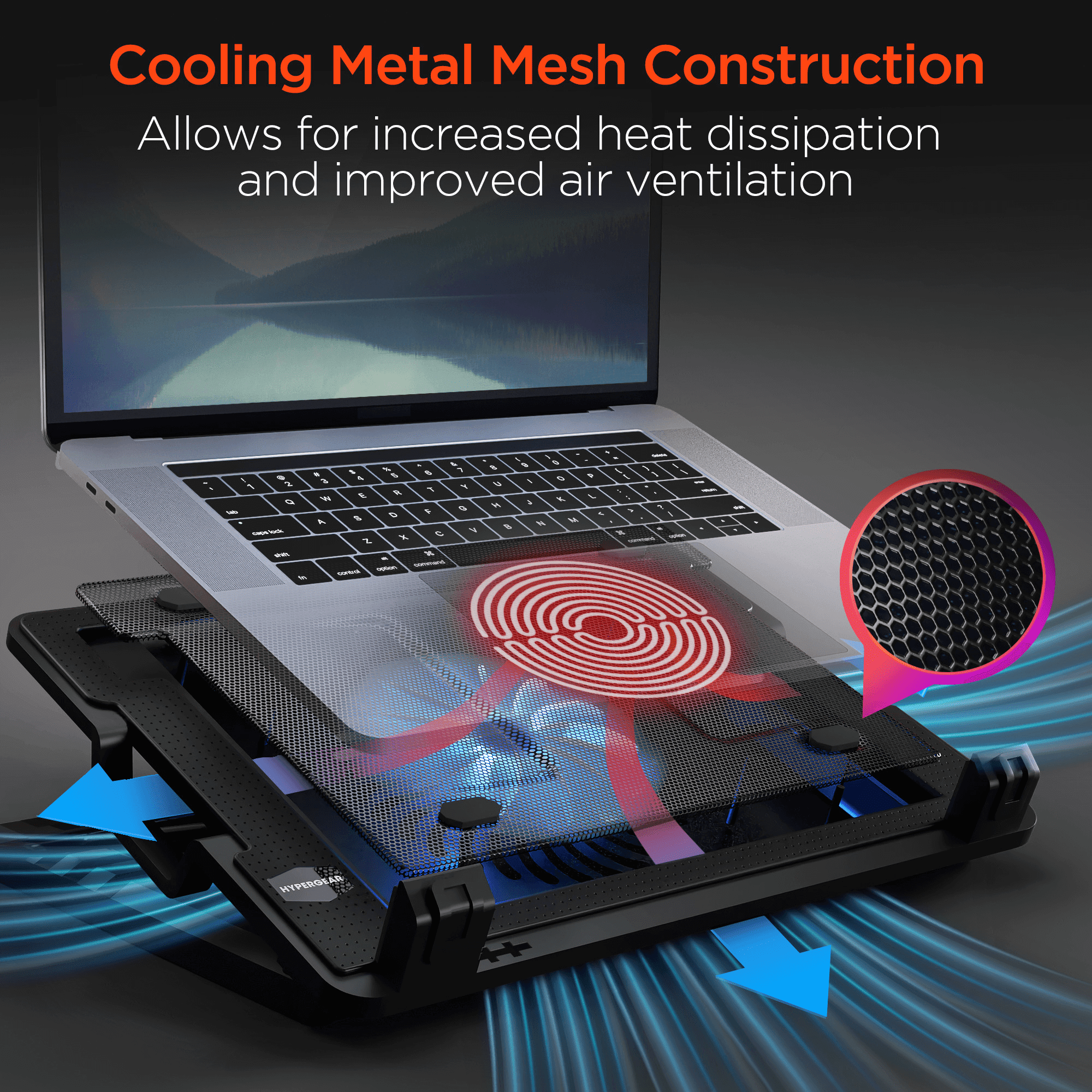 HyperGear UpRite Air Portable Laptop Cooling Stand - Task & Tether