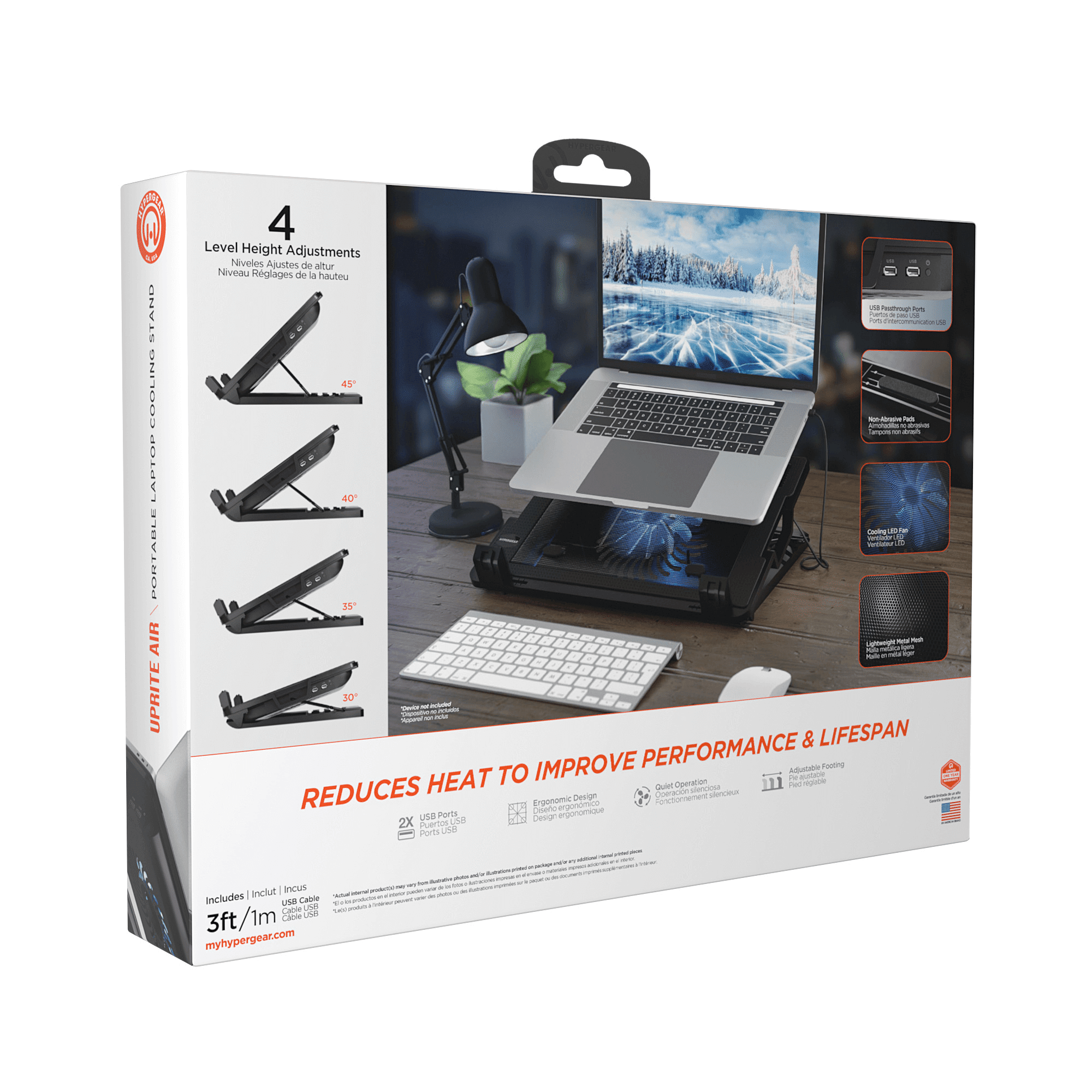 HyperGear UpRite Air Portable Laptop Cooling Stand - Task & Tether