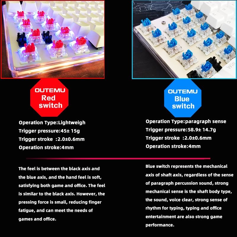 K87S RGB Gaming Mechanical Keyboard USB Wired 87 Keys Red/Blue Switch Laser RU Keypads For PC Computer Gamer - Task & Tether