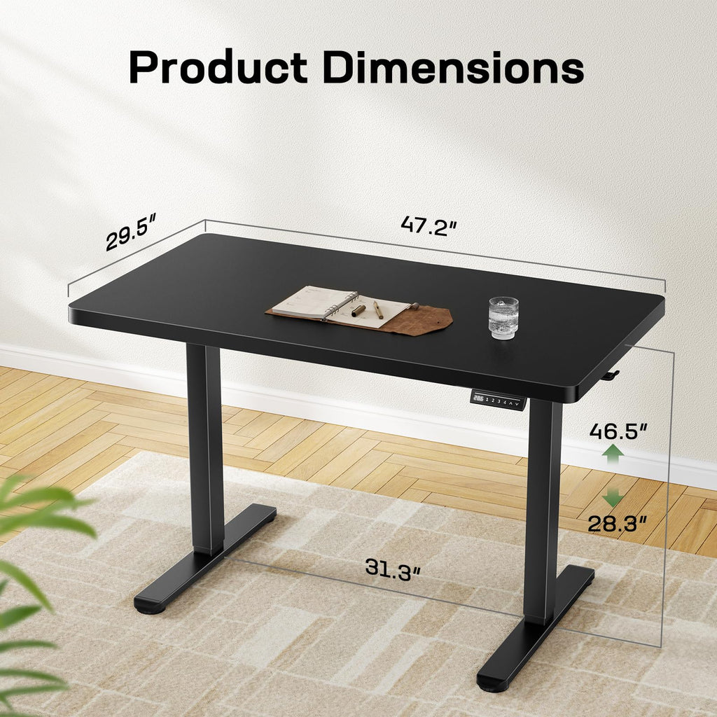 Height Adjustable Electric Standing Desk, Sit Stand Desk with Thickened Tabletop for Home Office - Task & Tether
