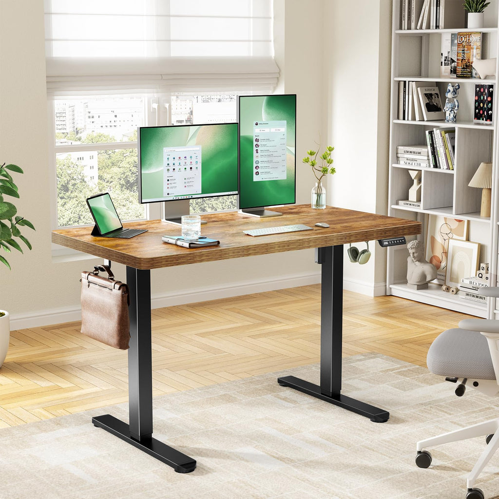 Height Adjustable Electric Standing Desk, Sit Stand Desk with Thickened Tabletop for Home Office - Task & Tether