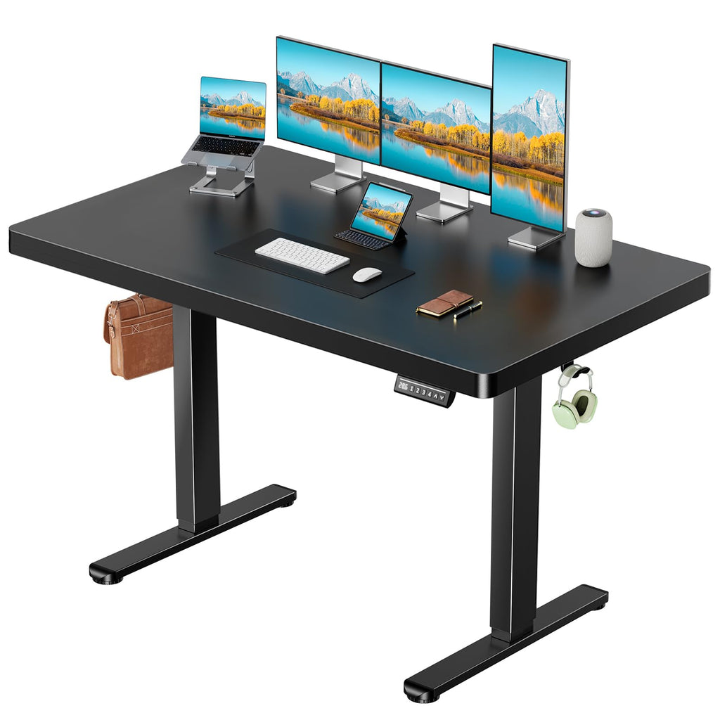 Height Adjustable Electric Standing Desk, Sit Stand Desk with Thickened Tabletop for Home Office - Task & Tether