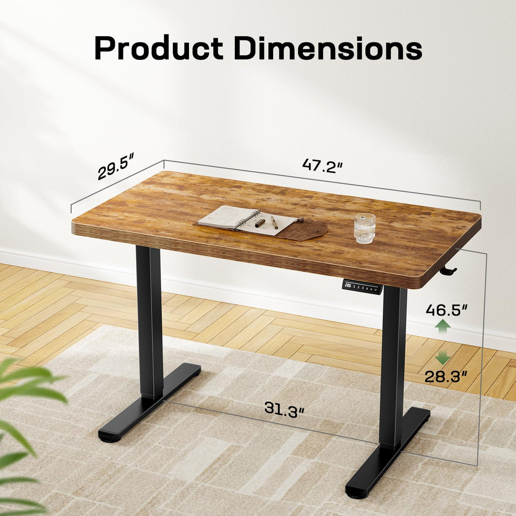 Height Adjustable Electric Standing Desk, Sit Stand Desk with Thickened Tabletop for Home Office - Task & Tether