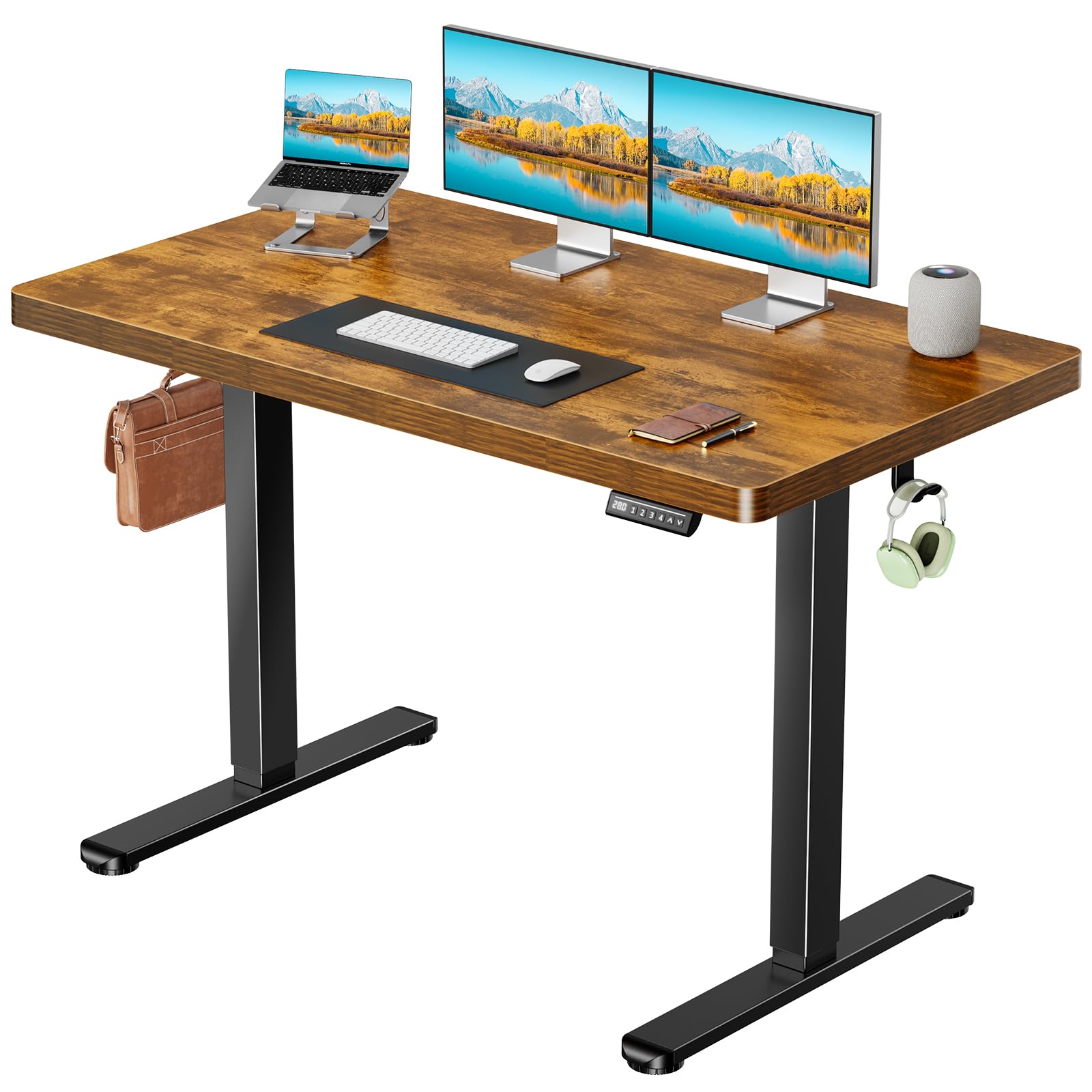 Height Adjustable Electric Standing Desk, Sit Stand Desk with Thickened Tabletop for Home Office - Task & Tether