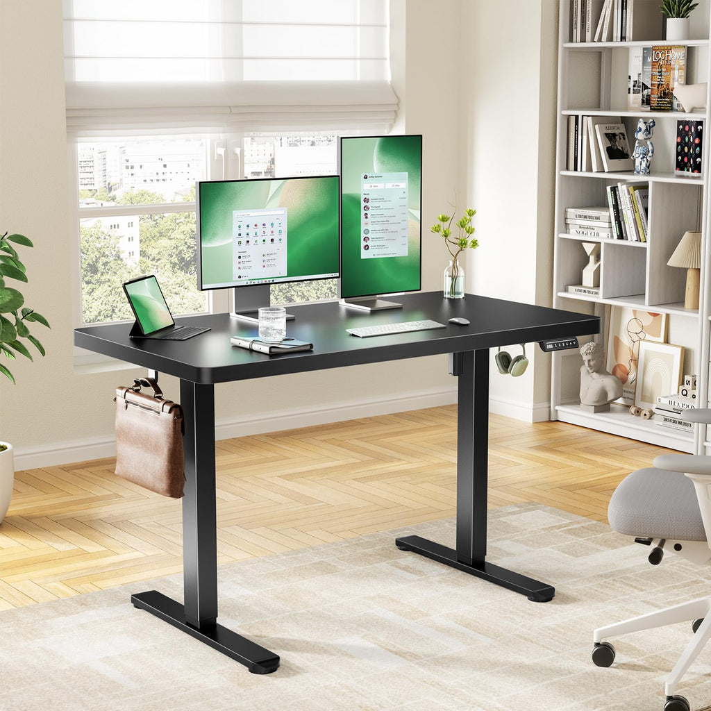 Height Adjustable Electric Standing Desk, Sit Stand Desk with Thickened Tabletop for Home Office - Task & Tether