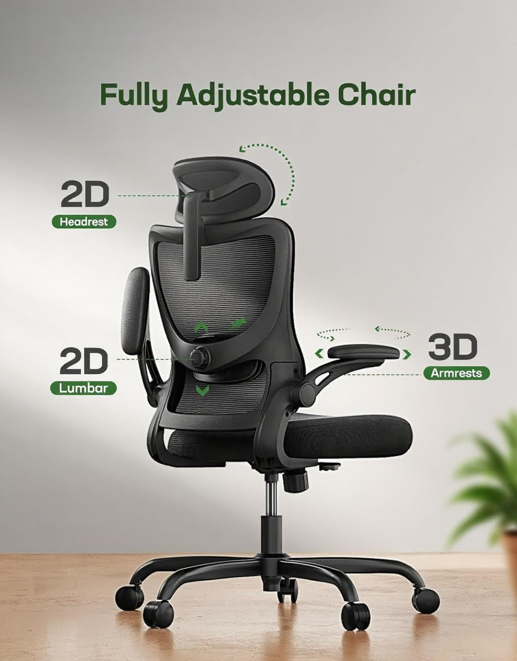 ComfortPro Ergonomic Office Chair: High Back Mesh with Adjustable Lumbar Support - Task & Tether