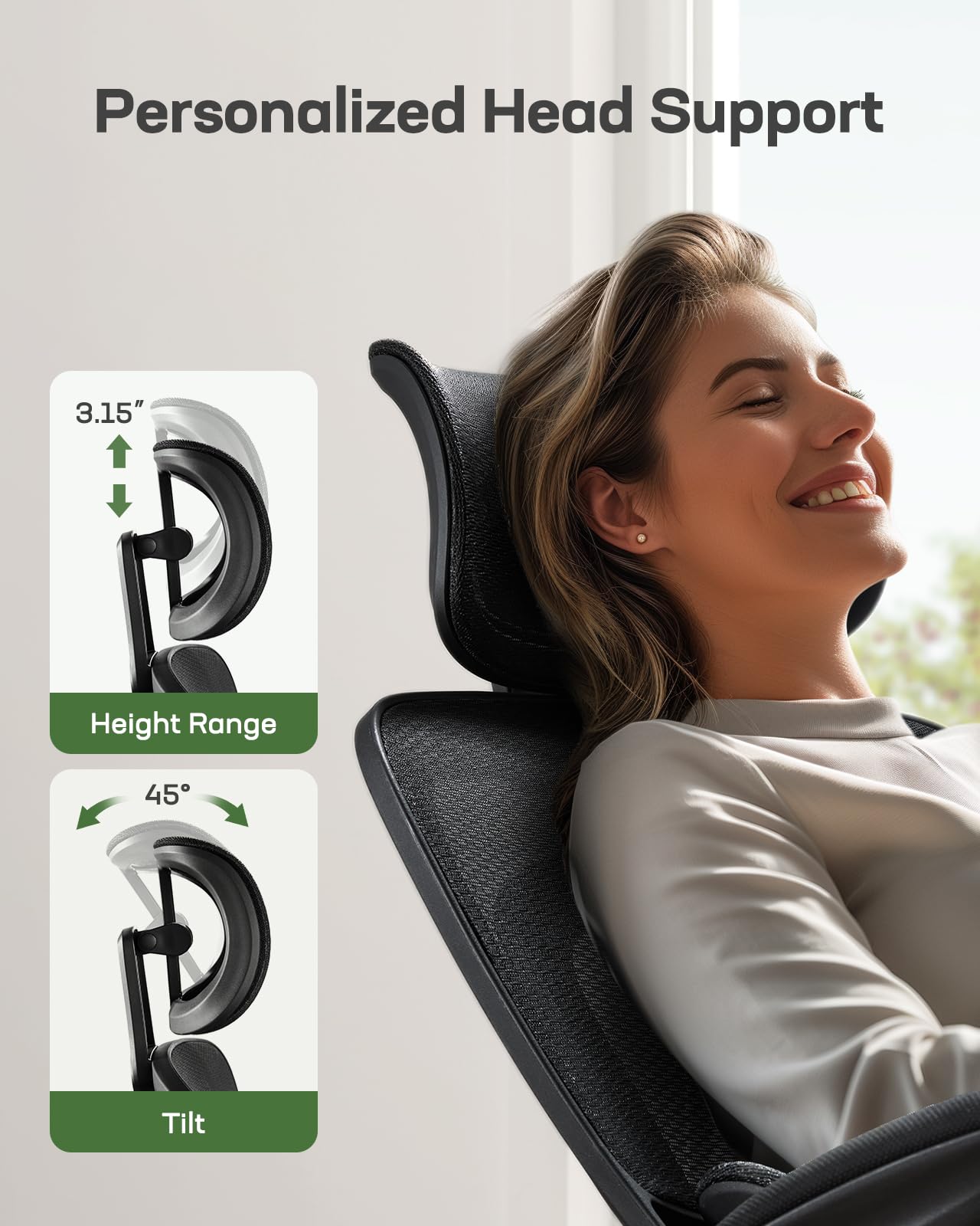 ComfortPro Ergonomic Office Chair: High Back Mesh with Adjustable Lumbar Support - Task & Tether