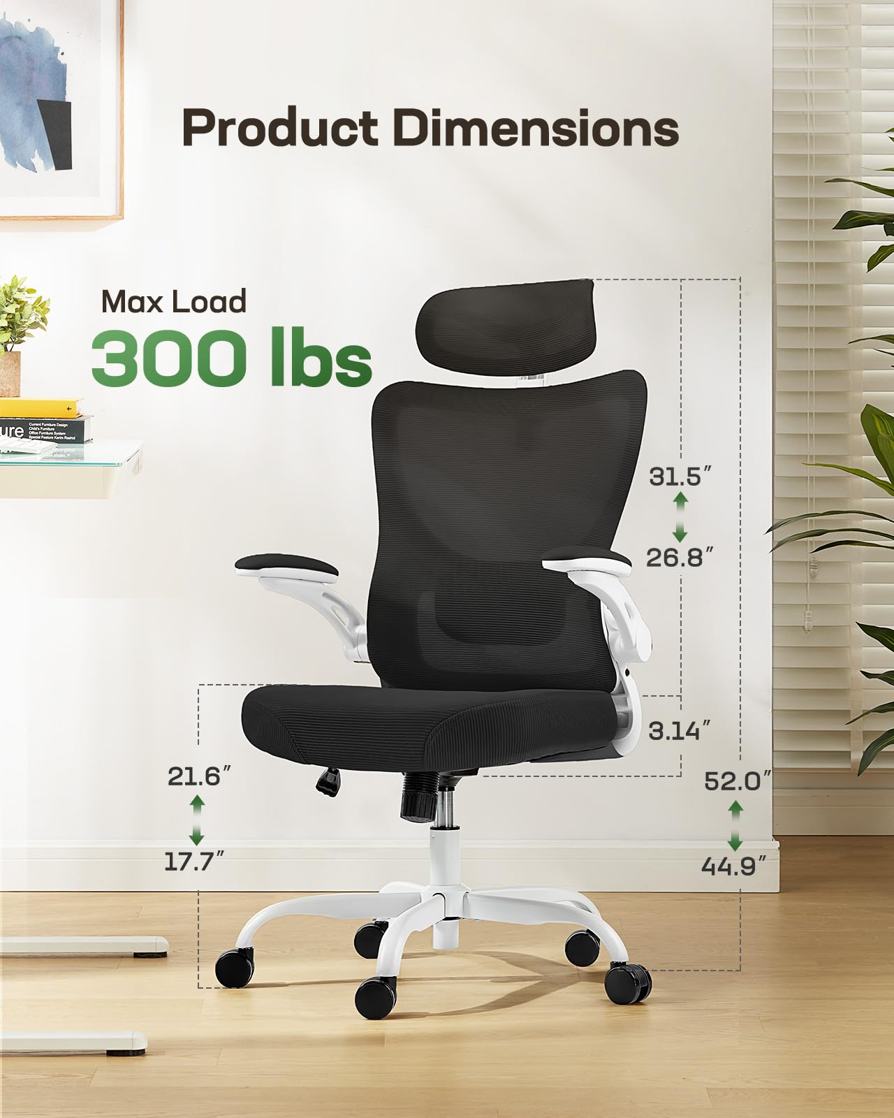 ComfortPro Ergonomic Office Chair: High Back Mesh with Adjustable Lumbar Support - Task & Tether