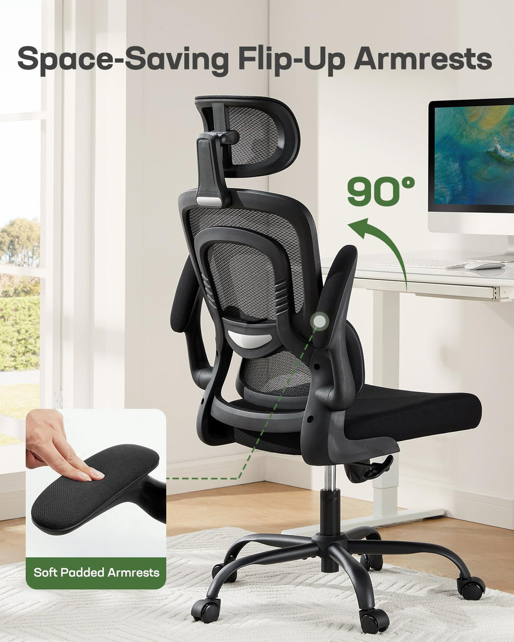 ComfortPro Ergonomic Office Chair: High Back Mesh with Adjustable Lumbar Support - Task & Tether