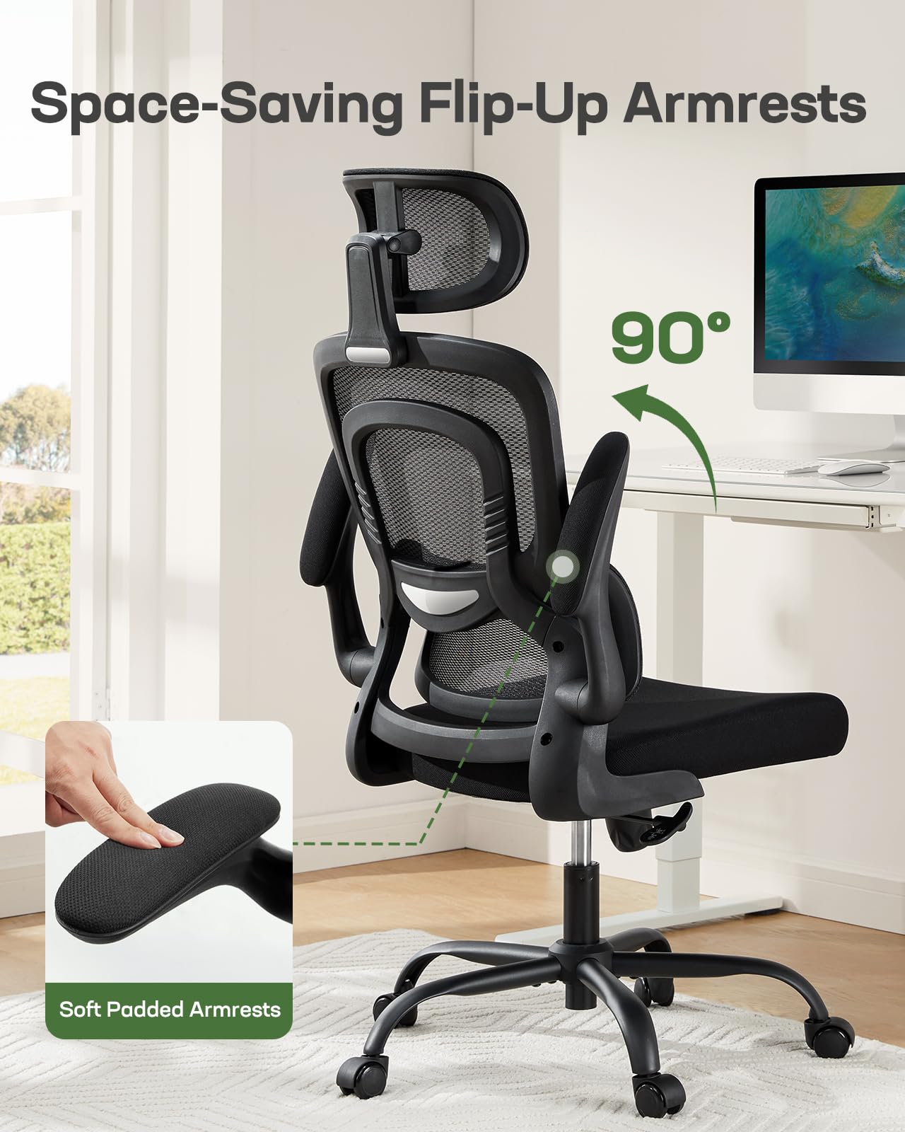 ComfortPro Ergonomic Office Chair: High Back Mesh with Adjustable Lumbar Support - Task & Tether