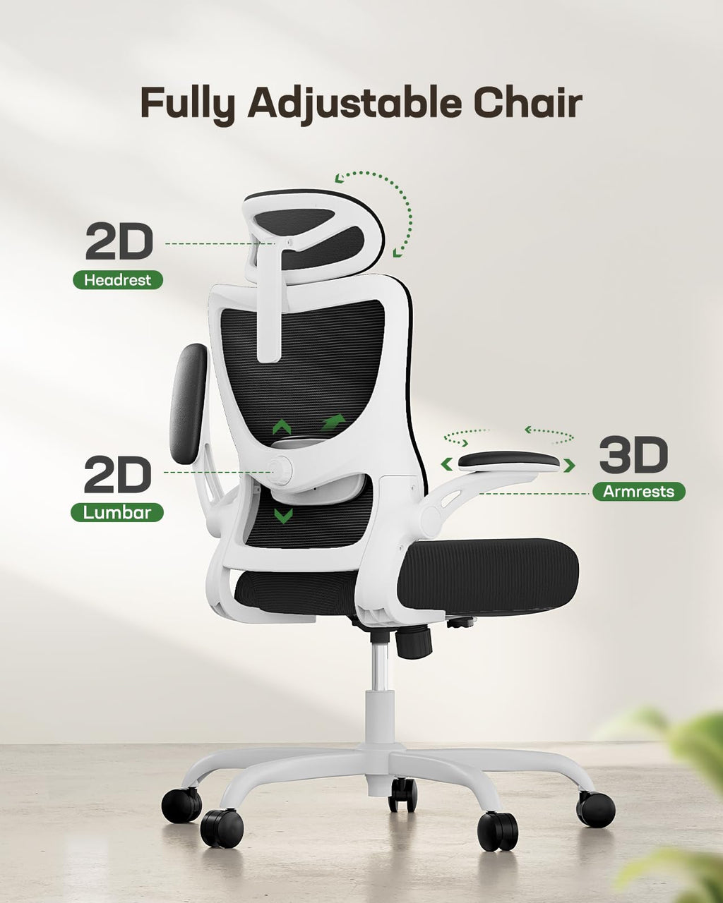 ComfortPro Ergonomic Office Chair: High Back Mesh with Adjustable Lumbar Support - Task & Tether