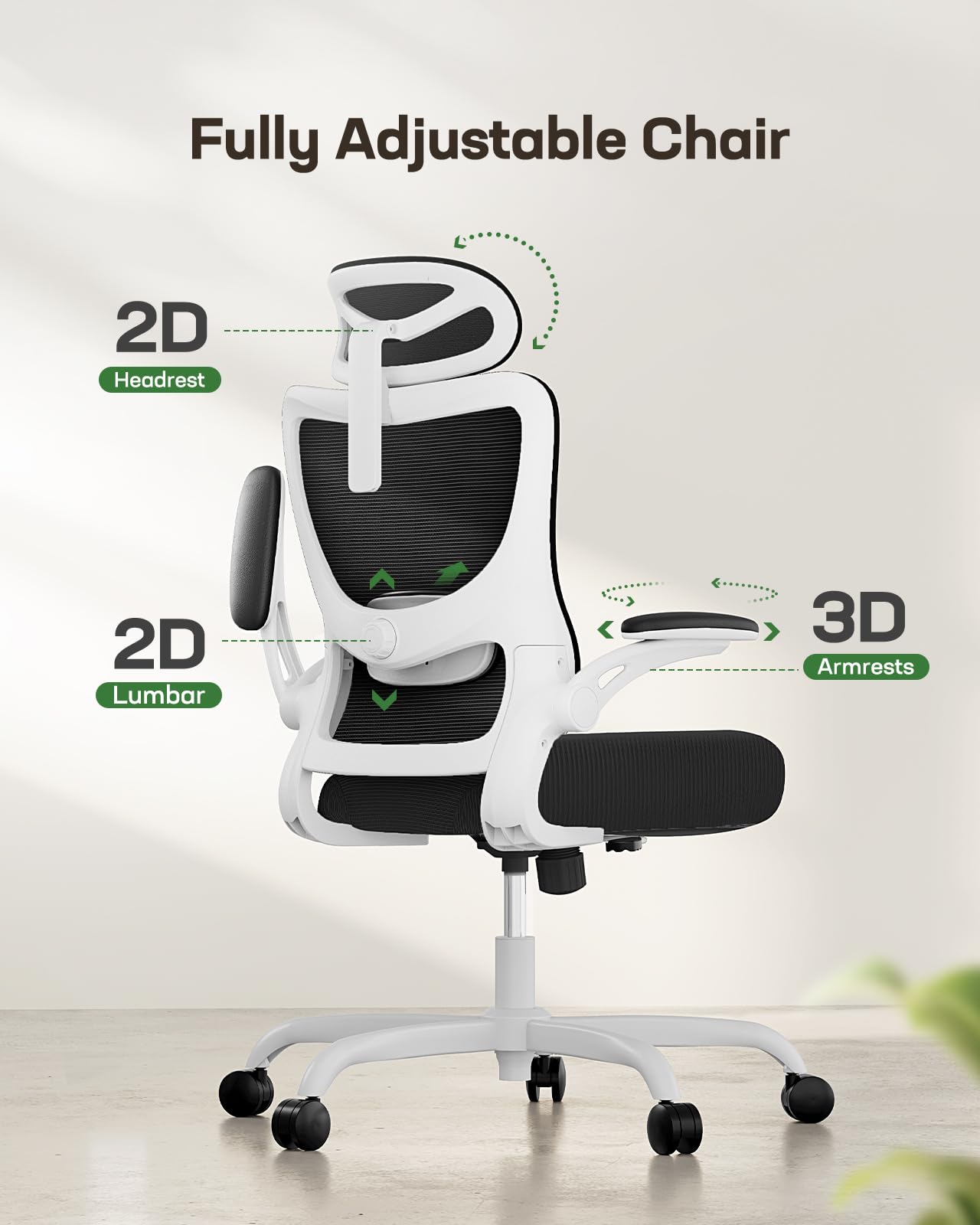 ComfortPro Ergonomic Office Chair: High Back Mesh with Adjustable Lumbar Support - Task & Tether