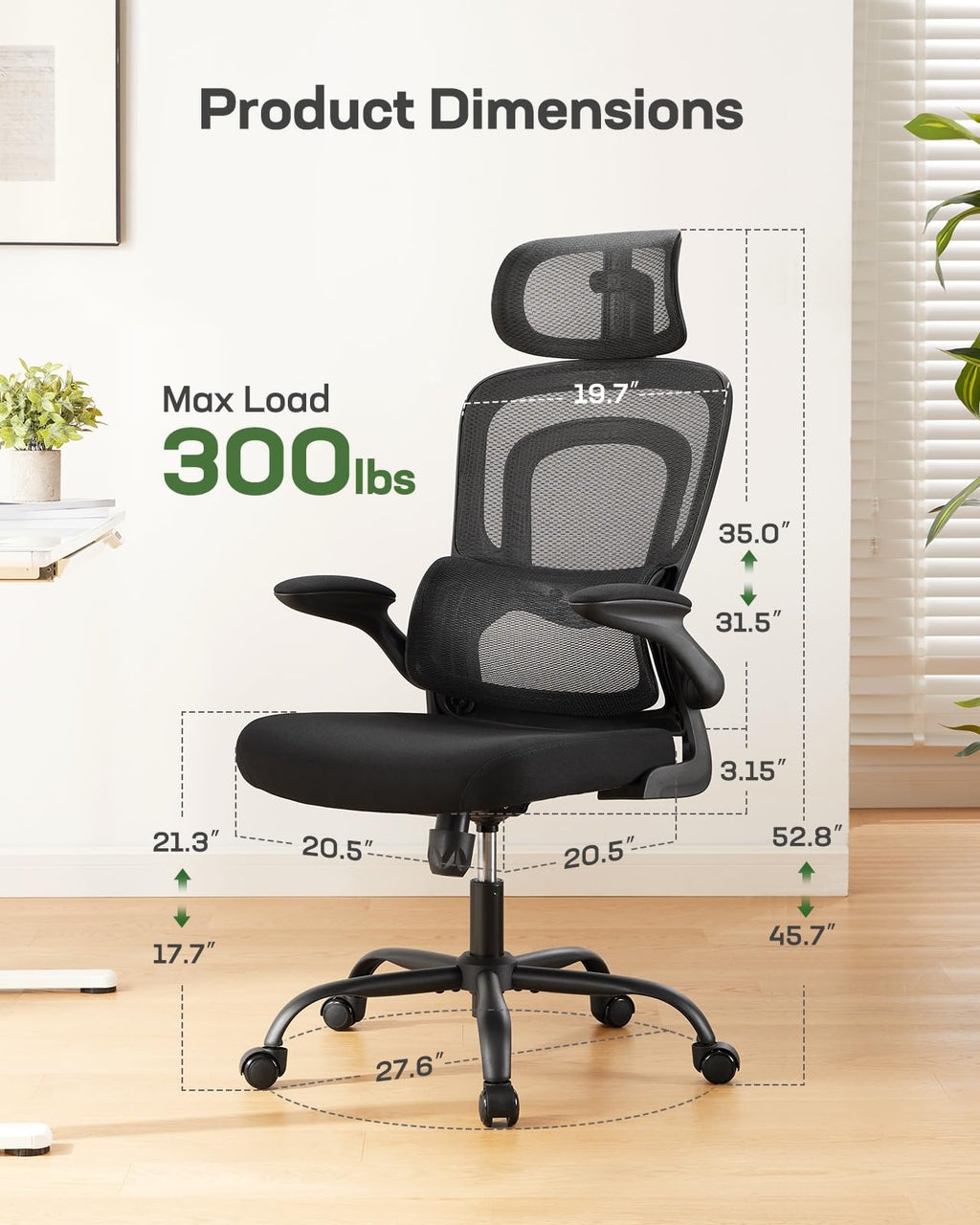 ComfortPro Ergonomic Office Chair: High Back Mesh with Adjustable Lumbar Support - Task & Tether