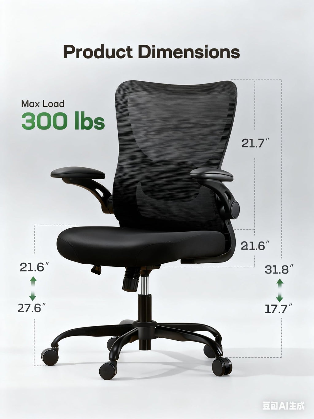 ComfortPro Ergonomic Office Chair: High Back Mesh with Adjustable Lumbar Support - Task & Tether
