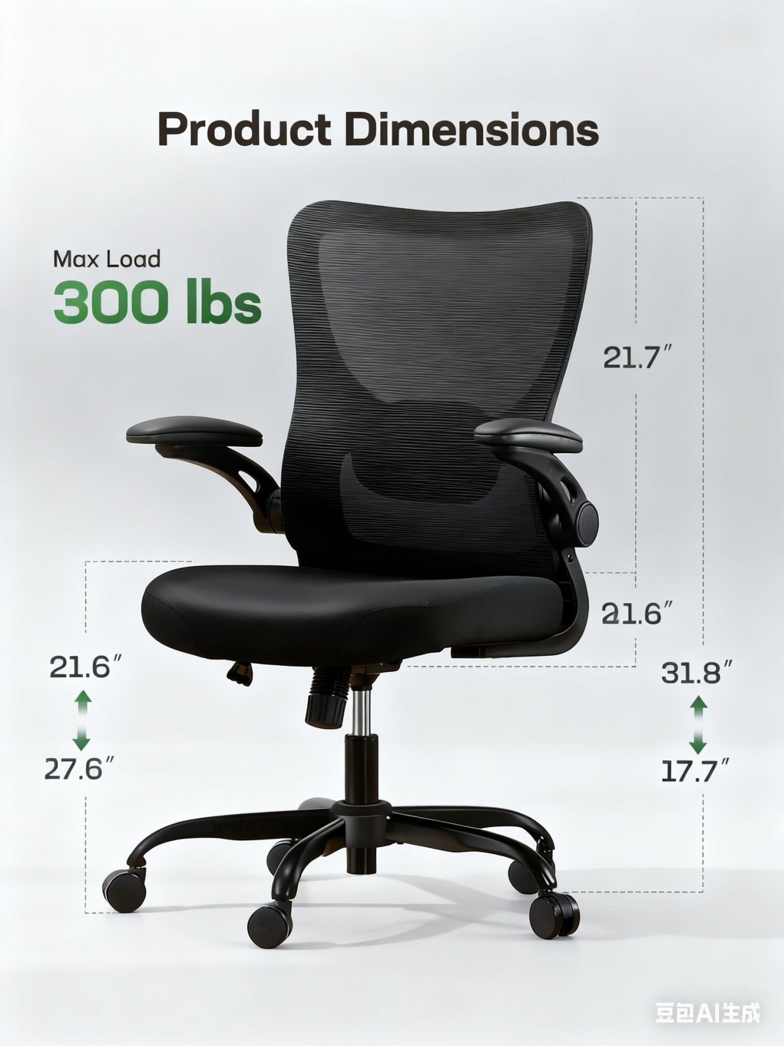 ComfortPro Ergonomic Office Chair: High Back Mesh with Adjustable Lumbar Support - Task & Tether