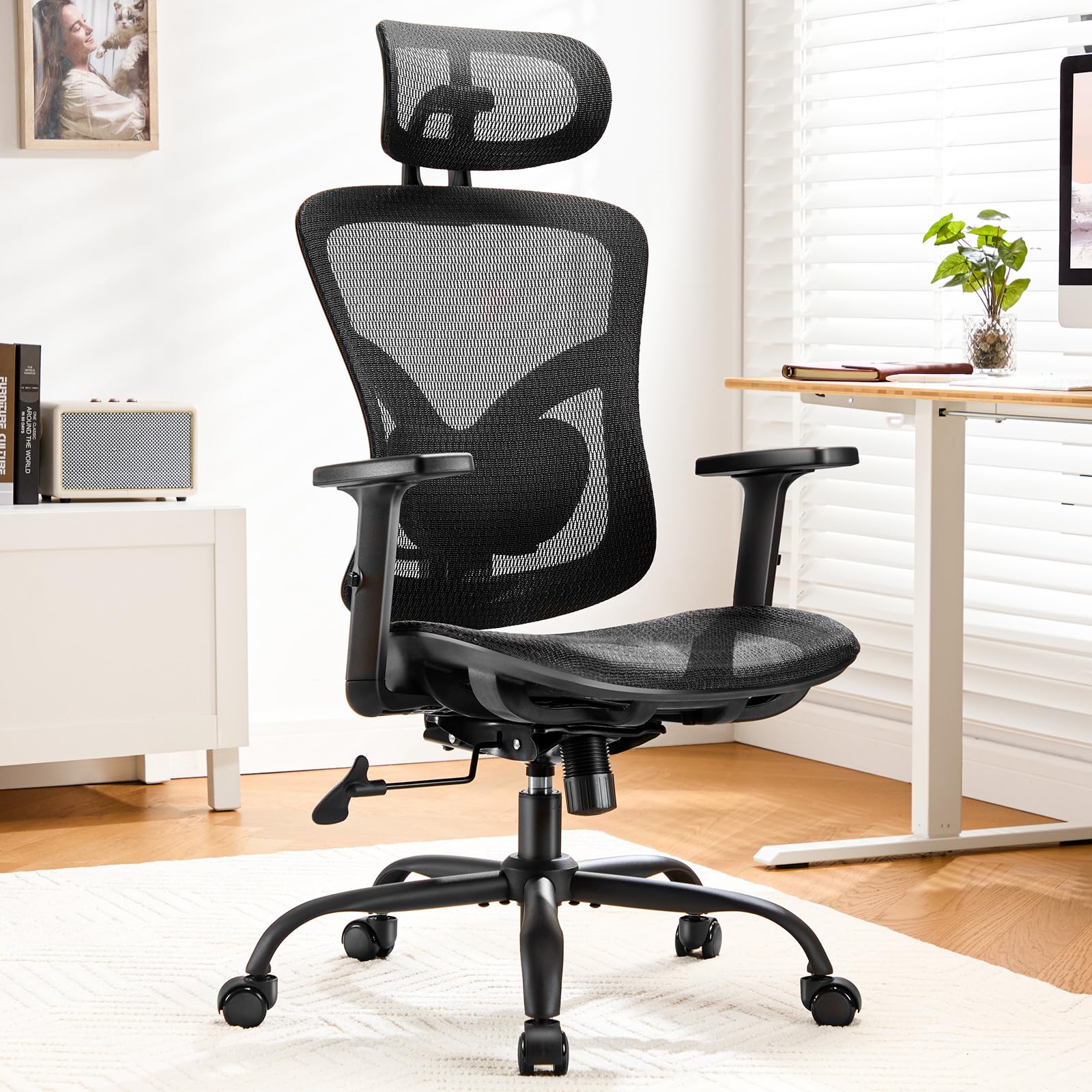 ComfortPro Ergonomic Office Chair: High Back Mesh with Adjustable Lumbar Support - Task & Tether