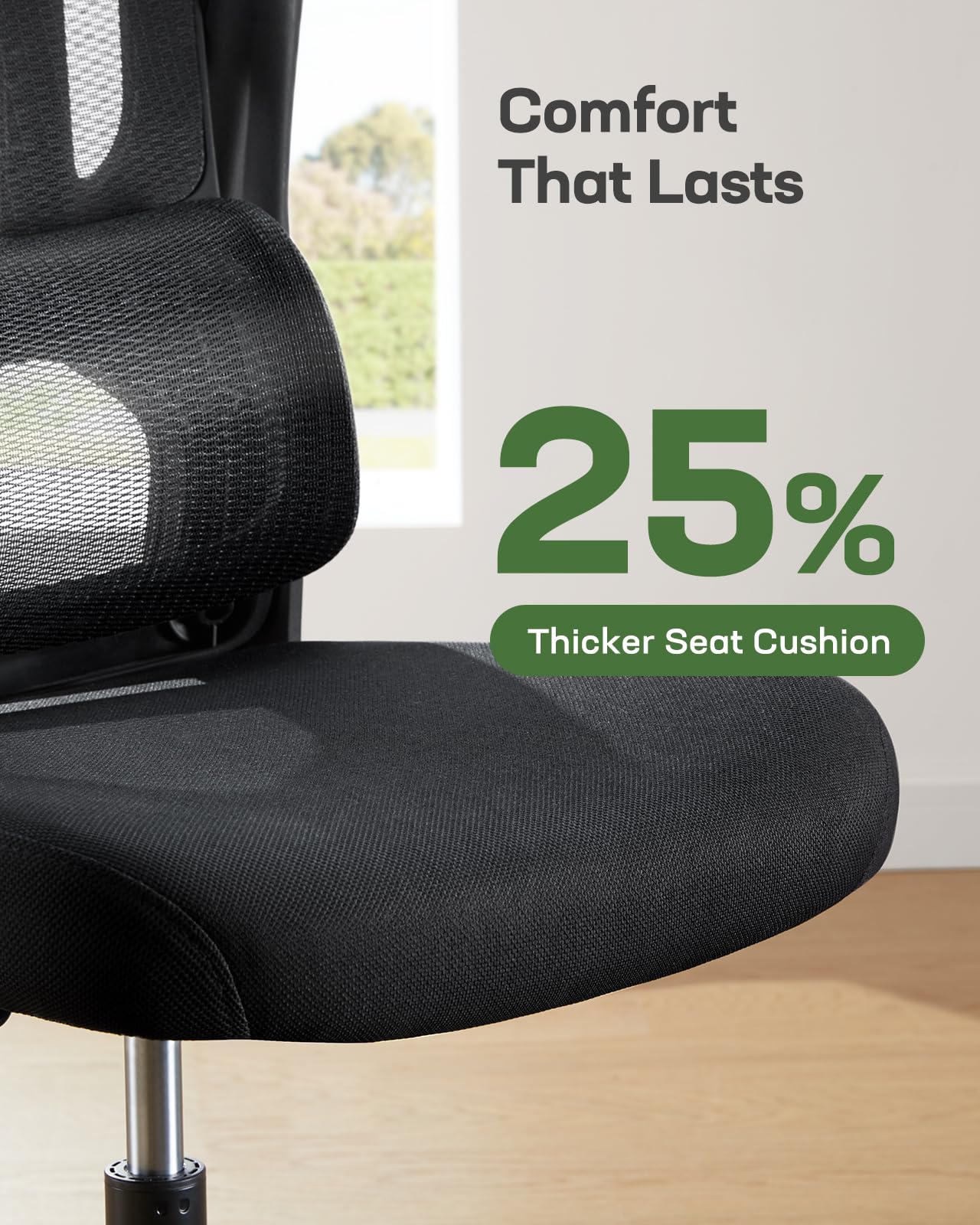 ComfortPro Ergonomic Office Chair: High Back Mesh with Adjustable Lumbar Support - Task & Tether