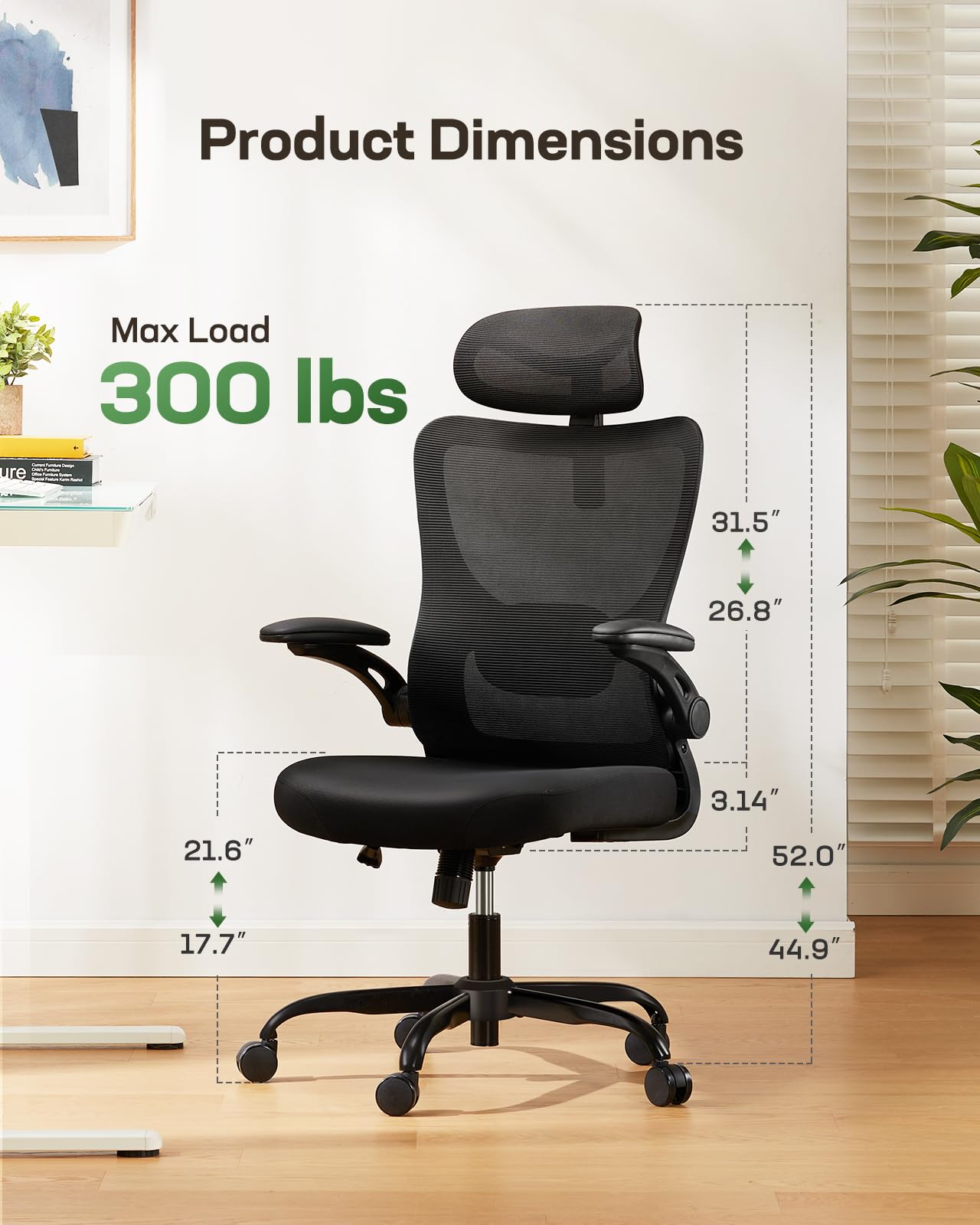 ComfortPro Ergonomic Office Chair: High Back Mesh with Adjustable Lumbar Support - Task & Tether