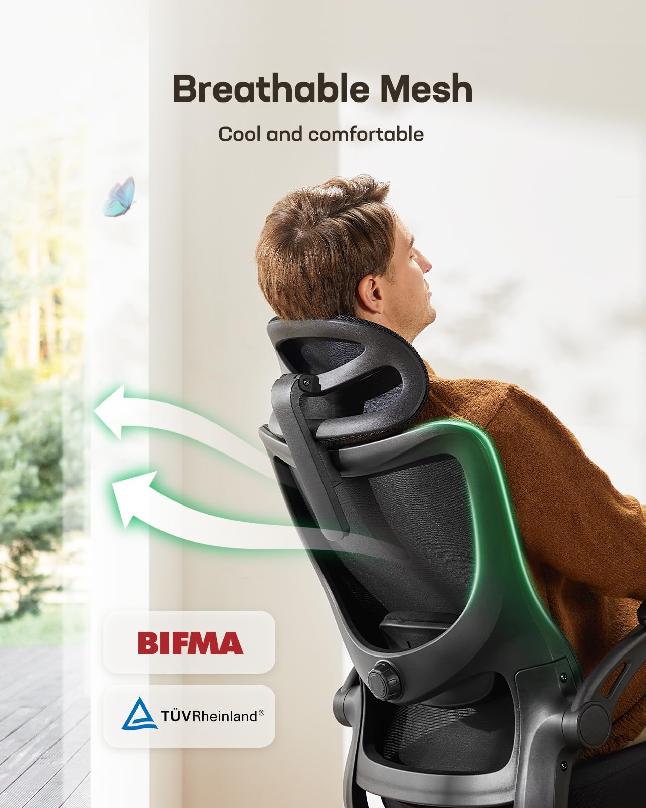 ComfortPro Ergonomic Office Chair: High Back Mesh with Adjustable Lumbar Support - Task & Tether