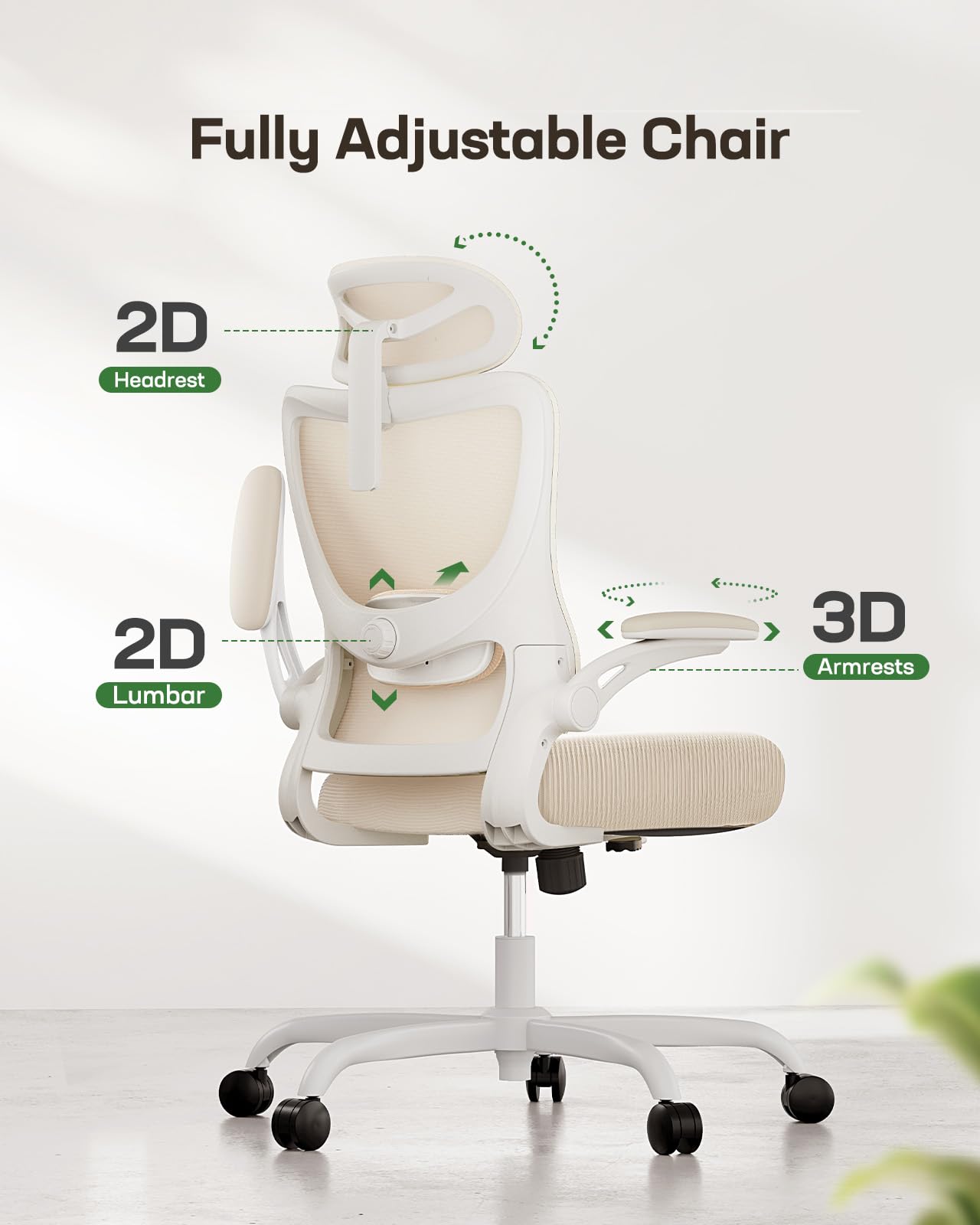 ComfortPro Ergonomic Office Chair: High Back Mesh with Adjustable Lumbar Support - Task & Tether