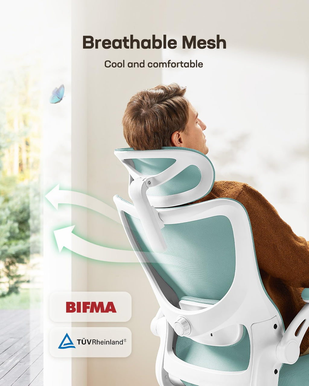 ComfortPro Ergonomic Office Chair: High Back Mesh with Adjustable Lumbar Support - Task & Tether