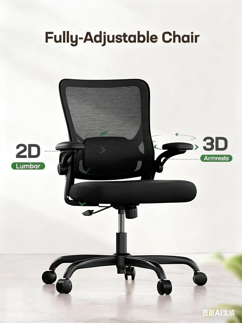 ComfortPro Ergonomic Office Chair: High Back Mesh with Adjustable Lumbar Support - Task & Tether